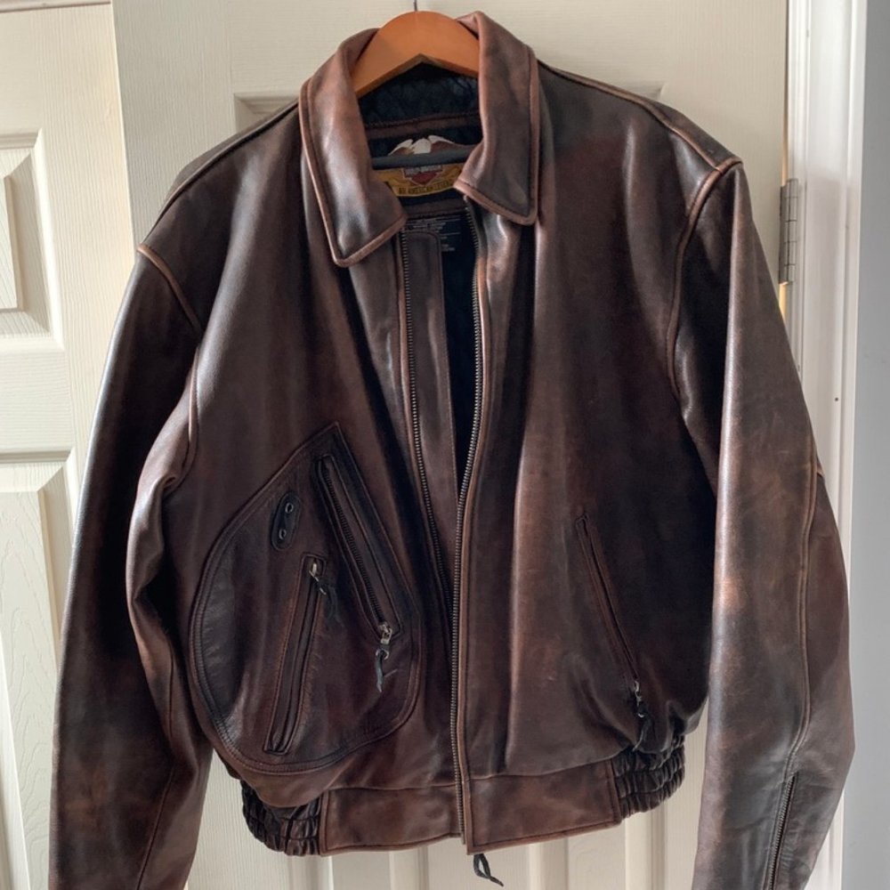 D-Pocket Harley Davidson Riding Jacket - Lrg Brown - Picture 2 of 10